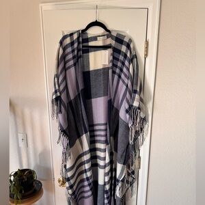NWT  Treasure & Bond Plaid Fringe Poncho